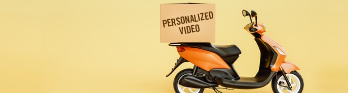 A scooter with a package on back, to illustrate personalized video delivery.