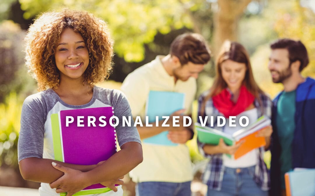 Colleges use personalized video to boost enrollment of students like these seen walking on a campus.